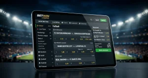 Fußballwettenbereich von Betwin Casino mit Sportnavigation